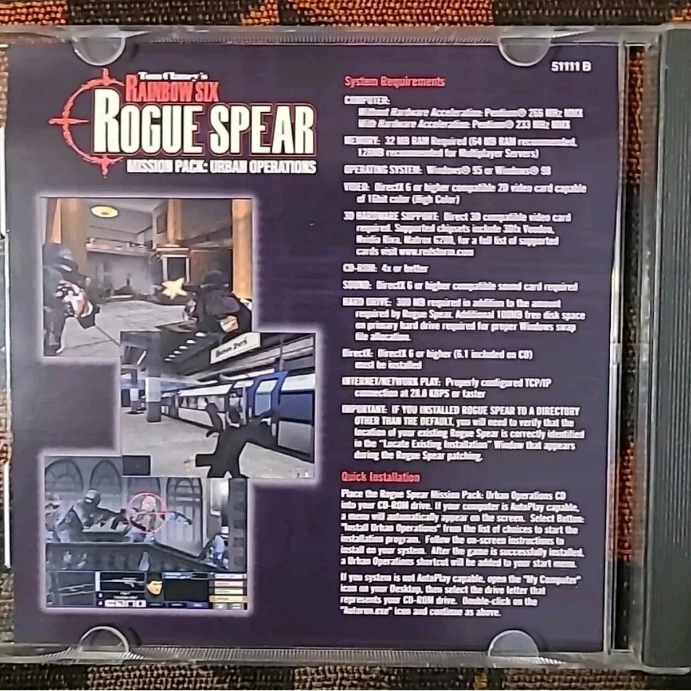 Tom Clancy's Rainbow Six: Rogue Spear -- Urban Operations (PC, 2000)